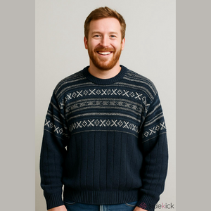 Vintage David Taylor Men's knit Long-Sleeve Blue Sweater Size 2 XL
